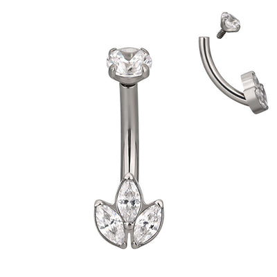 F136 Titanium CZ Curved Eyebrow Ring – Internally Threaded Piercing Jewelry