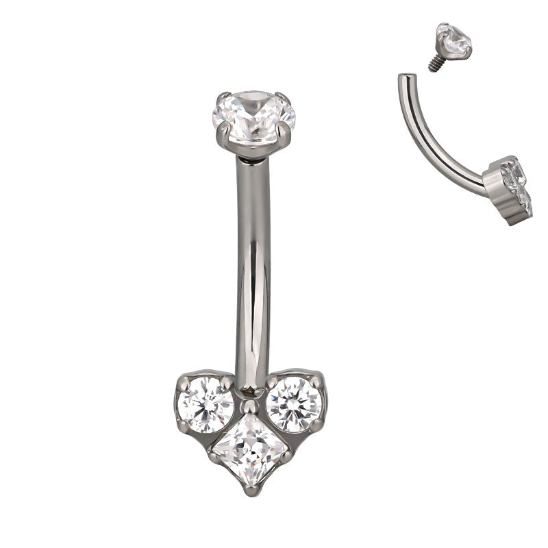 F136 Titanium CZ Curved Eyebrow Ring – Internally Threaded Piercing Jewelry