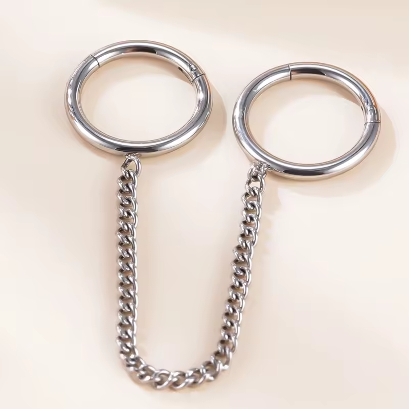 316L Stainless Steel Hoop Circle Rings with Zircon – Nose, Earring & Nipple Body Jewelry Set