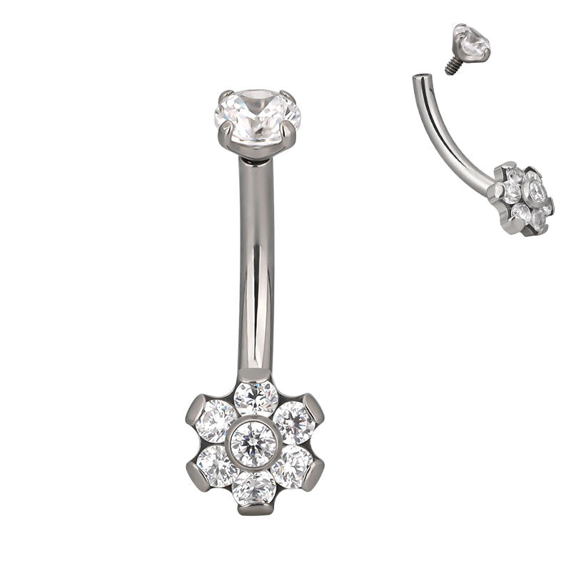 F136 Titanium CZ Curved Eyebrow Ring – Internally Threaded Piercing Jewelry