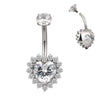 Heart CZ Flower Belly Button Ring – Sexy Sparkly Navel Piercing Jewelry