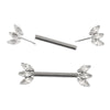 Modern Titanium Threadless Nipple Ring with 5 CNC-Set CZ