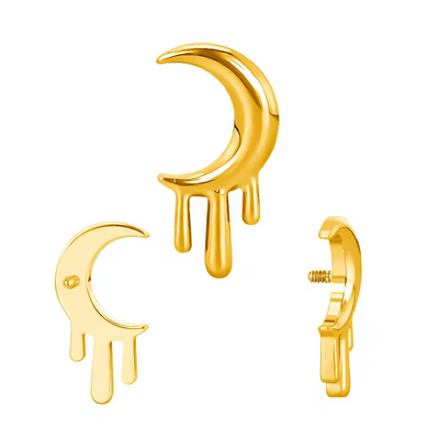 Titanium Blood Moon Internally Threaded Labret Top – G23 Body Piercing Jewelry