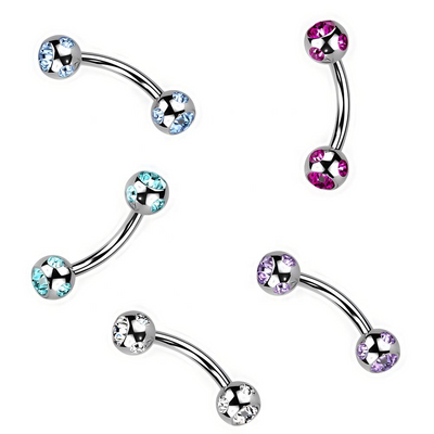316L Stainless Steel Eyebrow Piercing – Gem Curved Barbell Banana Ring