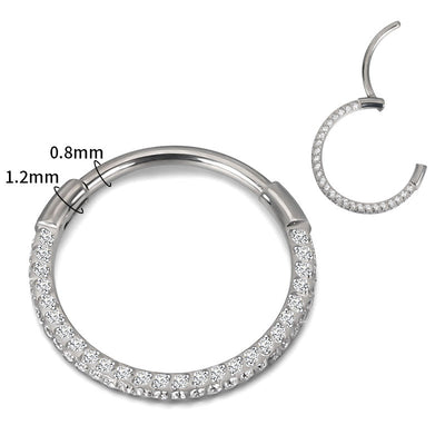 Wholesale Implant Grade Titanium 16G Segment Ring – 3 Side CZ Paved Clicker with 20G Pin for Helix, Nose & Ear Piercing