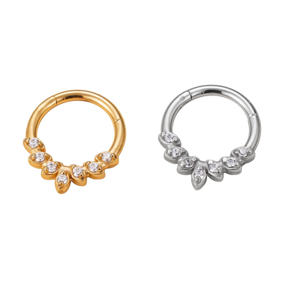 316L Surgical Steel Oval Segment Ring – 5 CZ Blaze Set Helix Earring