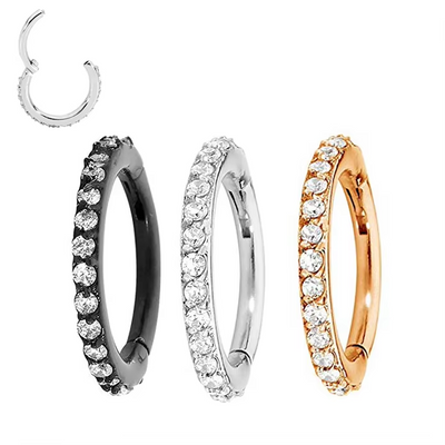 316L Stainless Steel Half Circle CZ Blaze Hoop | Bendable Segment Piercing Ring for Ear – Unisex