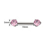 Threadless Titanium Nipple Barbell–Prong Set CZ Ends | Push-In Style Body Piercing Jewelry