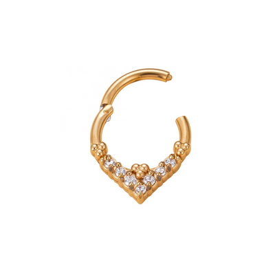 316L Stainless Steel 7 CZ Blaze Set With Clustered Tribal Beads Around Segment Ring
