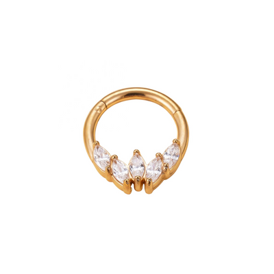 316L Stainless Steel Helix Earring | 5 Marquise CZ Blaze Segment Ring | Cartilage Piercing Jewelry