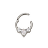 316L Stainless Steel Helix Earring with 2 CZ and Tear CZ Center Blaze Set Segment Hoop Ring