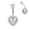 Heart CZ Flower Belly Button Ring – Sexy Sparkly Navel Piercing Jewelry