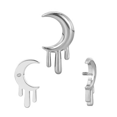 Titanium Blood Moon Internally Threaded Labret Top – G23 Body Piercing Jewelry
