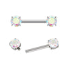 Prong Set CZ Barbell – ASTM F136 Titanium Body Jewelry for Piercings