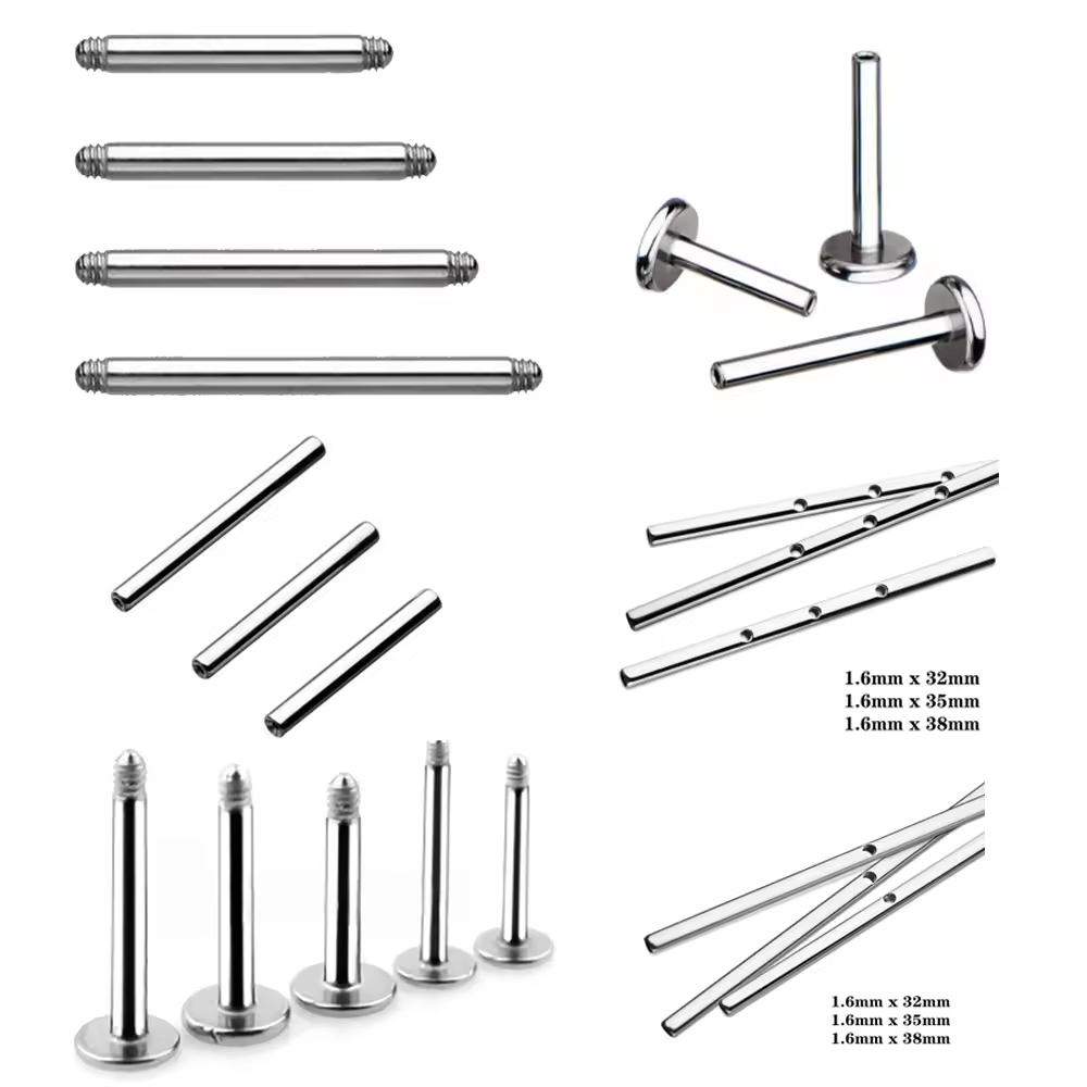 ASTM F136 Titanium Labret Studs – Internally Threaded Piercing Jewelry for Nose, Lip, Eyebrow