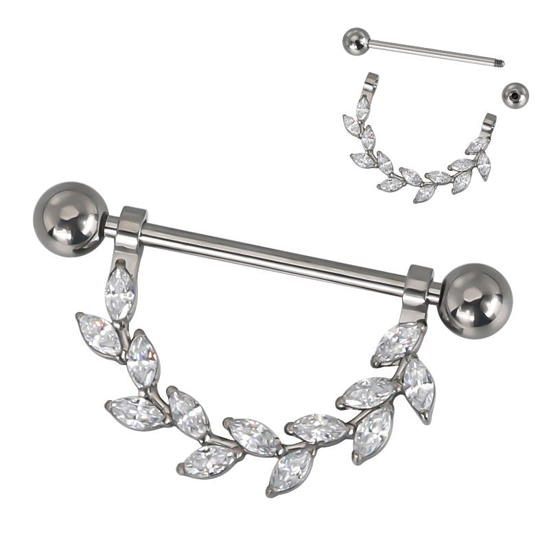 CZ Dangle Nipple Ring – ASTM F136 Titanium Barbell Piercing Jewelry