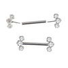 Modern Titanium Threadless Nipple Ring with 5 CNC-Set CZ
