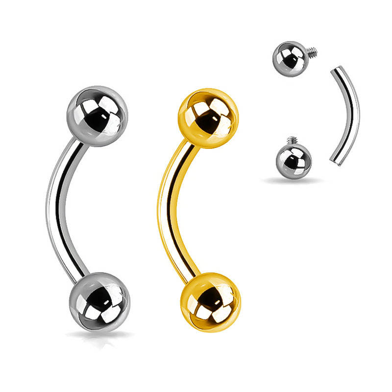 Curved Barbell with Ball Ends–Eyebrow Piercing Jewelry