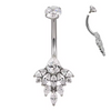 Marquise CZ Cluster Flower with Round CZ Prong Belly Ring