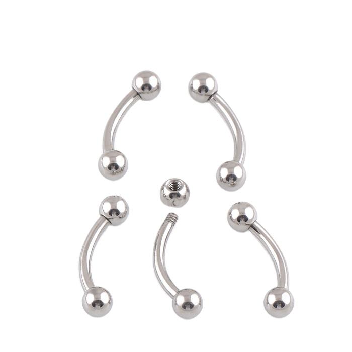 Unisex Simple Style Titanium Curved Barbell – High Grade CZ Piercing Ring