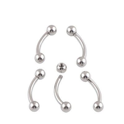Unisex Simple Style Titanium Curved Barbell – High Grade CZ Piercing Ring