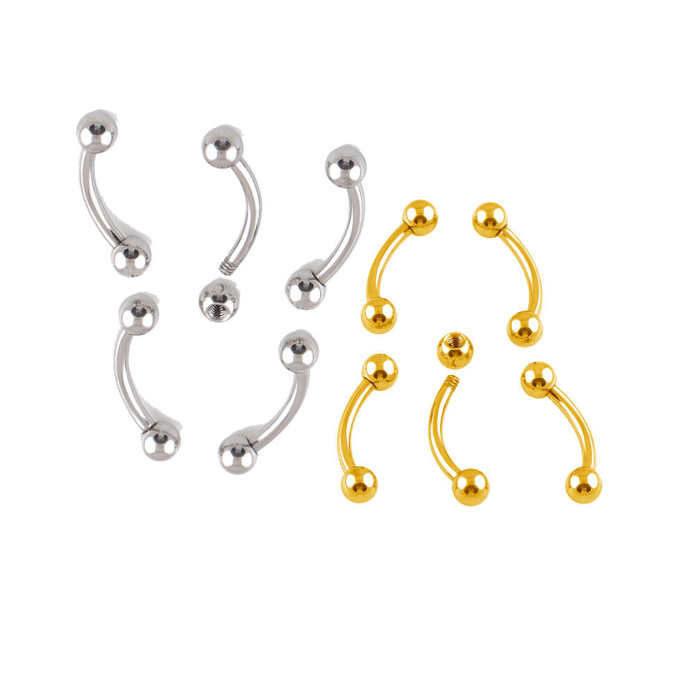 Unisex Simple Style Titanium Curved Barbell – High Grade CZ Piercing Ring