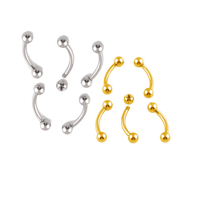 Unisex Simple Style Titanium Curved Barbell – High Grade CZ Piercing Ring