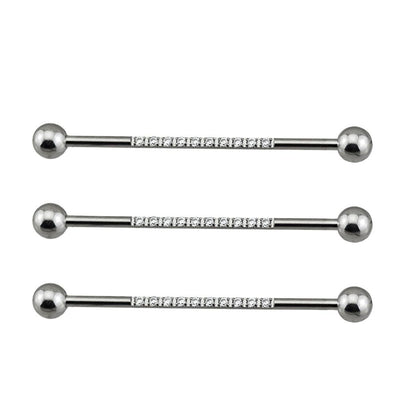 Internally Threaded Industrial Barbell – CZ Pave on Pole