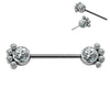 High-Quality ASTM F136 Titanium Push-In 5 CZ Blaze-Set Nipple & Navel Barbell Piercing Jewelry for Women
