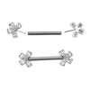Modern Titanium Threadless Nipple Ring with 5 CNC-Set CZ