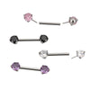 Threadless Titanium Nipple Barbell–Prong Set CZ Ends | Push-In Style Body Piercing Jewelry