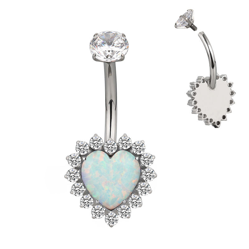 Heart CZ Flower Belly Button Ring – Sexy Sparkly Navel Piercing Jewelry