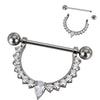 CZ Dangle Nipple Ring – ASTM F136 Titanium Barbell Piercing Jewelry