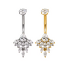 Marquise CZ Cluster Flower with Round CZ Prong Belly Ring