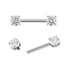 Prong Set CZ Barbell – ASTM F136 Titanium Body Jewelry for Piercings