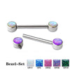 ASTM F136 Titanium 14G Internally Threaded Barbell with Bezel-Set Opal – Nipple, Lip, Eyebrow Piercing Jewelry