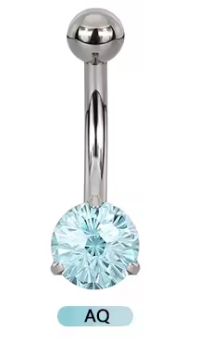 Titanium Belly Button Ring with Prong-Set CZ – Hypoallergenic Navel Jewelry