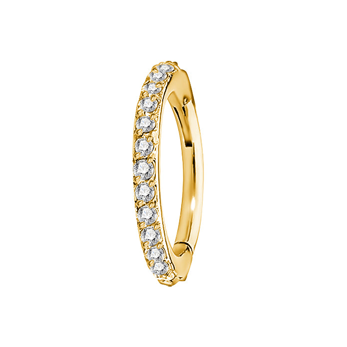 316L Stainless Steel Half Circle CZ Blaze Hoop – Bendable Segment Piercing Ring for Ear