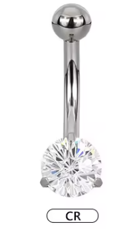 Titanium Belly Button Ring with Prong-Set CZ – Hypoallergenic Navel Jewelry