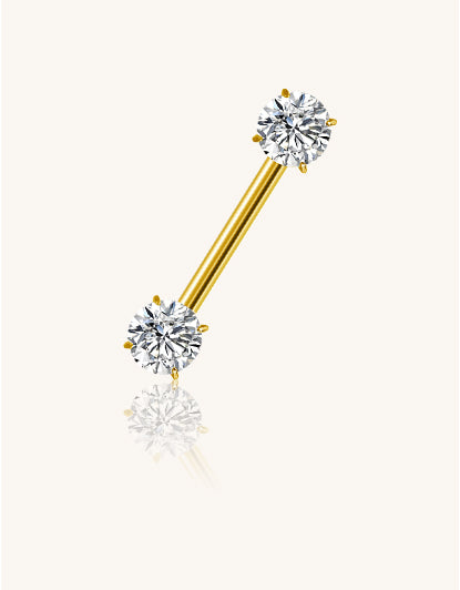 Prong Set CZ Barbell – ASTM F136 Titanium Body Jewelry for Piercings