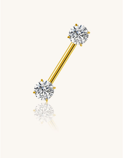Prong Set CZ Barbell – ASTM F136 Titanium Body Jewelry for Piercings