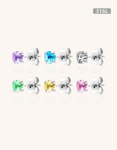 Premium 316L Stainless Steel Piercing Stud – Colorful CZ Stones