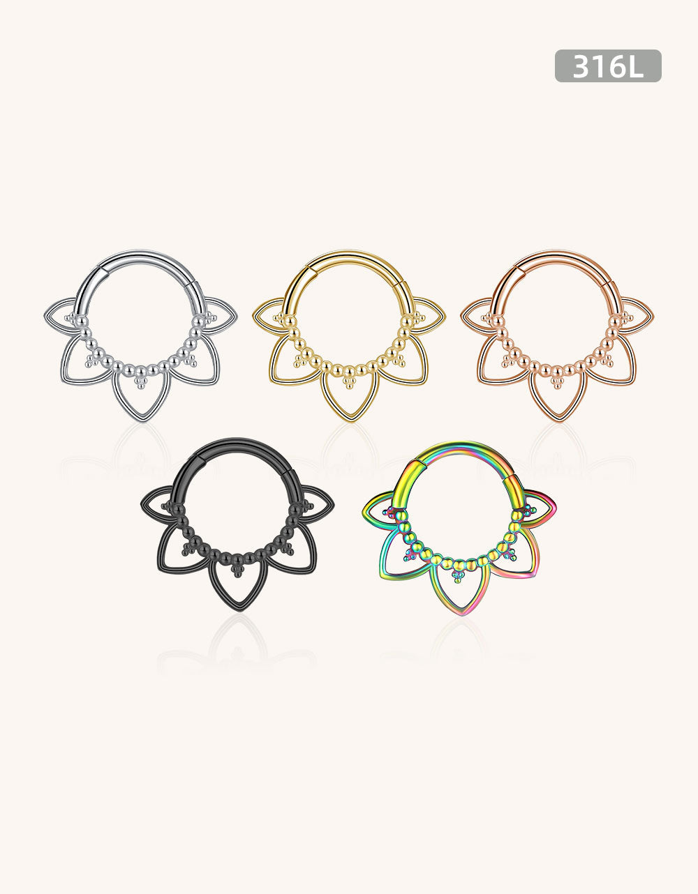 Newest 316L Surgical Steel 16G Hinged Segment Hoop – Fashion Body Piercing Ring