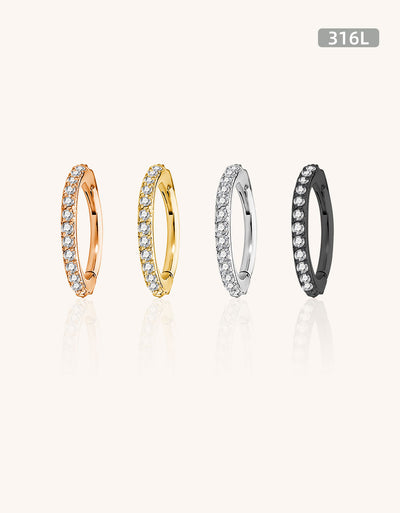 316L Stainless Steel Half Circle CZ Blaze Hoop – Bendable Segment Piercing Ring for Ear
