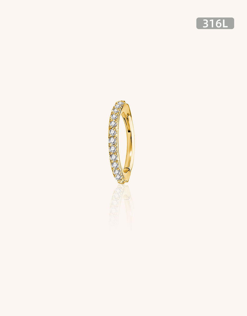 316L Stainless Steel Half Circle CZ Blaze Hoop – Bendable Segment Piercing Ring for Ear