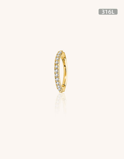 316L Stainless Steel Half Circle CZ Blaze Hoop – Bendable Segment Piercing Ring for Ear