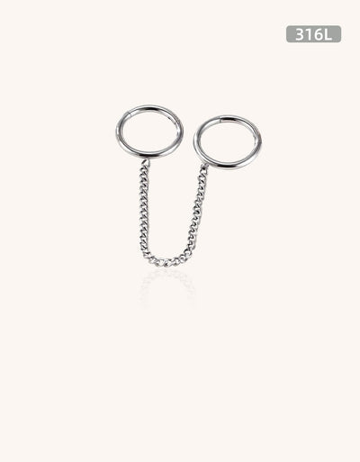 316L Stainless Steel Hoop Circle Rings with Zircon – Nose, Earring & Nipple Body Jewelry Set