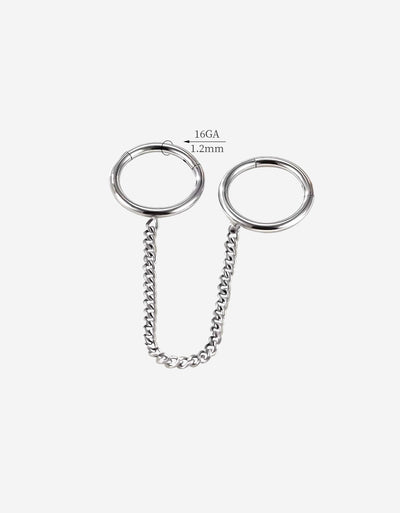 316L Stainless Steel Hoop Circle Rings with Zircon – Nose, Earring & Nipple Body Jewelry Set