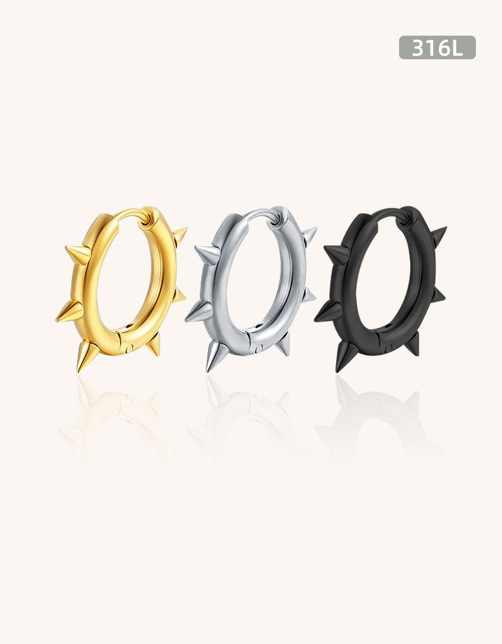 Fashion Earring 316L Stainless Steel Punk Hypoallergenic Ear Rings Hoops Surgical Steel