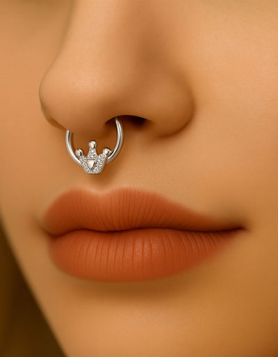 316L Stainless Steel Nose Hoop & Lip Stud with Zircon Crystals – Medical Grade Piercing Jewelry